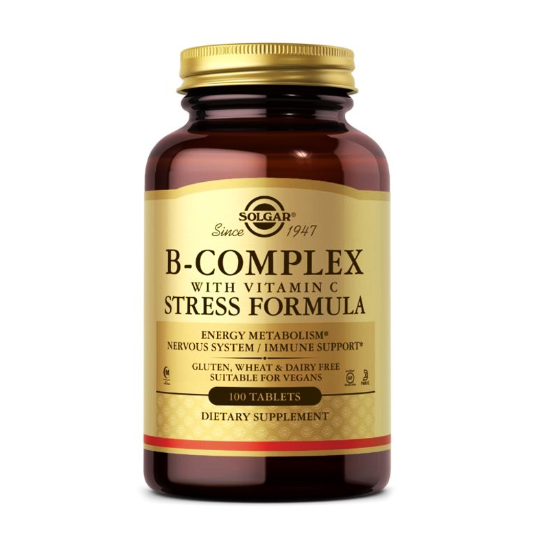 Стрес формула з вітаміном С Solgar B-Complex With Vitamin С, 100 таблеток